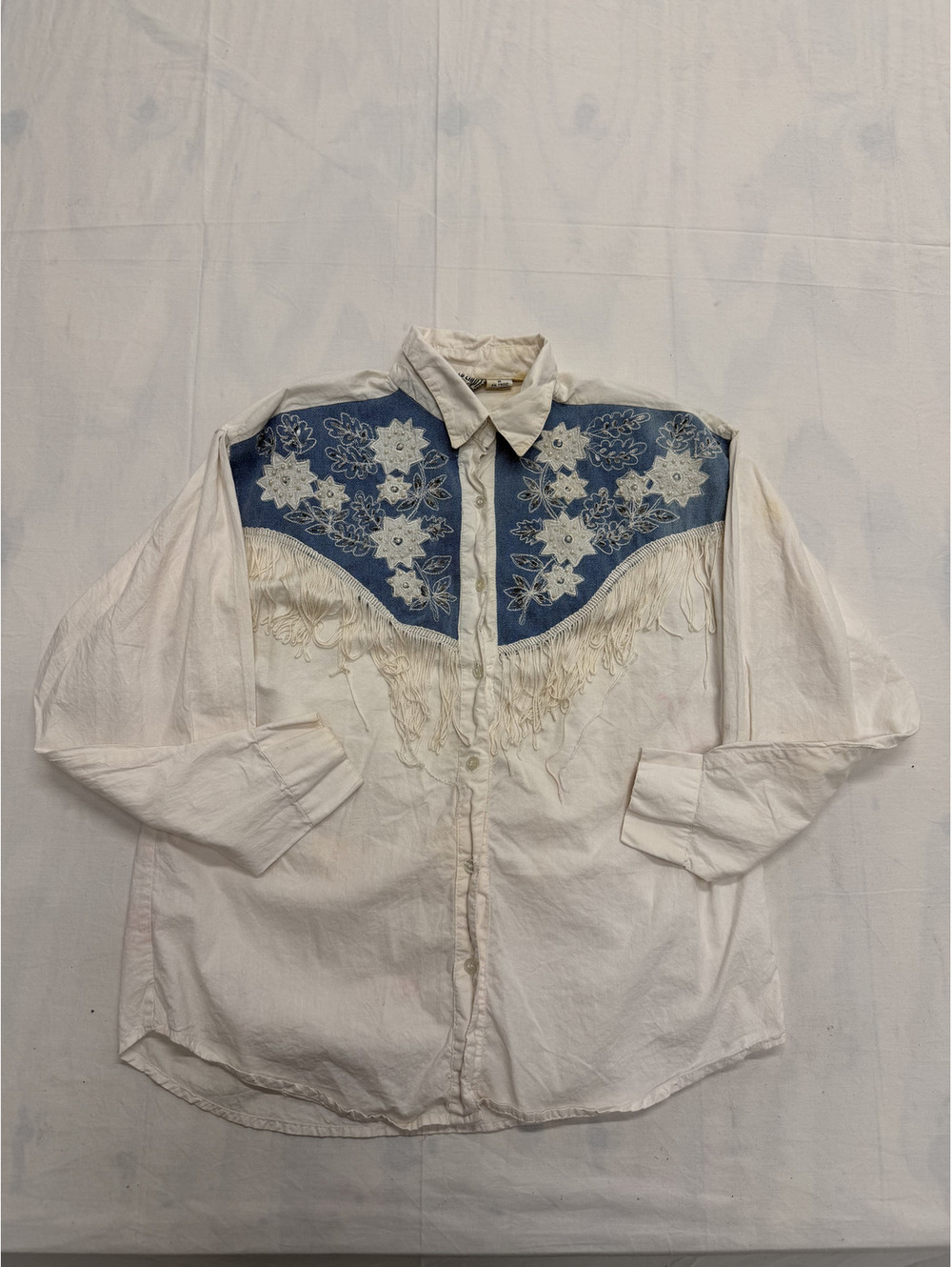 Vintage Western Embroidered Fringe Button-Up Shirt